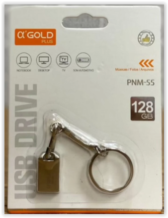 Pendrive Mini Chaveiro Metal 128GB AGOLD - PNM-55
